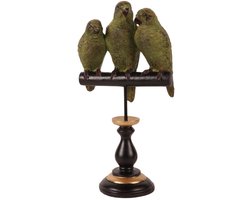 Baroque - Decoratief beeld of figuur - Papegaaien op Voet 33 cm - Groen - Resin - 33.5x18x10.5 - Polyresin