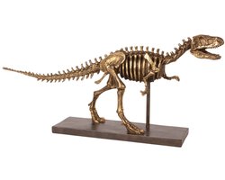 Baroque - Decoratief beeld of figuur - T-Rex Skelet op Standaard 27 cm - Goud - Resin - 27x58x11 - Polyresin