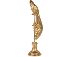 Baroque - Decoratief beeld of figuur - Vogel op Standaard 49 cm - Goud - Resin - 49x16.5x13 - Polyresin