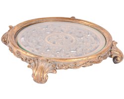 Baroque - Decoratief dienblad - Decoratief Plateau Rond 29 cm - Goud - Resin - 5x29x29 - Polyresin