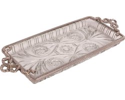 Baroque - Decoratief dienblad - Dienblad met Handvat 33 cm - Zilver - Koper / Glas - 4x33x16 - Brass+glass