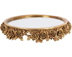 Baroque - Decoratief dienblad - Dienblad met Spiegel 30 cm - Goud - Resin - 5x30x30 - Polyresin
