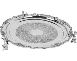 Baroque - Decoratief dienblad - Dienblad Rond 39 cm - Zilver - Koper - 3x39x39 - Brass