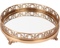 Baroque - Decoratief dienblad - Dienblad spiegel koper 28 cm - 6x28x28 - Brass+glass