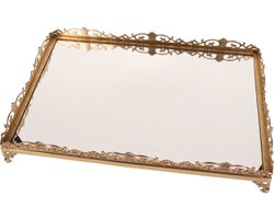 Baroque - Decoratief dienblad - Dienblad spiegel koper 63 cm - 10x42x64 - Brass+glass