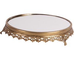 Baroque - Decoratief dienblad - Onderzetter rond koper 28 cm - 6x28x28 - Brass+glass