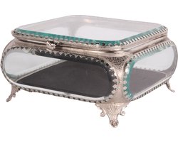 Baroque - Decoratieve schaal - Doos koper glas 9cm - 9x17x17 - Glass