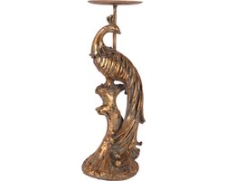 Baroque - Decoratieve schaal - Kandelaar Pauw 13 cm - Goud - Resin - 30x12x12 - Polyresin