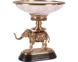 Baroque - Decoratieve schaal - Schaal Olifant glas/ koper 40 cm - 40x35x35 - Brass