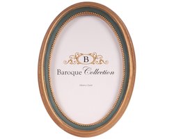 Baroque - Fotolijst - Fotolijst 10x15 cm - Groen - Resin - Ovaal - Staand - 18x13x2.5 - polyresin