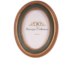 Baroque - Fotolijst - Fotolijst 6x9 cm - Groen - Resin - Ovaal - Staand - 11.5x9x1.5 - Polyresin