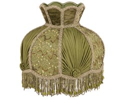 Baroque - Lampenkap - Lampenkap Victorian Dome Crown 14 cm - Groen - Stof - 26x14x21.5 - Fabric