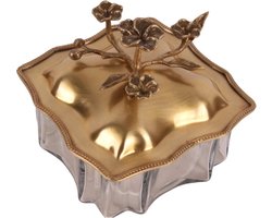 Baroque - Opberger - Deco opbergdoos koper 16 cm - 13x16x16 - Brass+glass