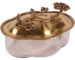 Baroque - Opberger - Deco opbergdoos koper 17 cm - 9x17x16 - Brass+glass