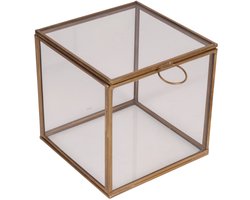 Baroque - Opberger - Opbergbox 13x13x13 cm - Goud - Glas - 13x13x13 - Brass