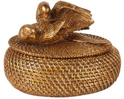 Baroque - Opberger - Opbergdoos met Deksel 19 cm - Goud - Resin - 19x15.5x14 - Polyresin