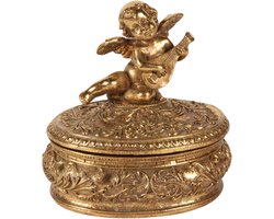 Baroque - Opberger - Opbergdoosje Engel 11,7 cm - Goud - Resin - 11.7x9.5x11.5 - Polyresin