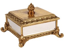 Baroque - Opberger - Opbergdoosje Vierkant 12 cm - Goud - Resin - 12x17.5x17.5 - Polyresin