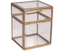 Baroque - Opberger - Sieradendoos 10x10x13 cm - Goud - Glas - 13x10x10 - Brass