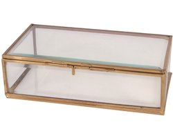 Baroque - Opberger - Sieradendoos 10x17.5x5.5 cm - Goud - Glas - 5.5x17.5x10 - Brass