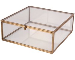 Baroque - Opberger - Sieradendoos 20x20x8 cm - Goud - Glas - 8x20x20 - Brass
