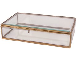 Baroque - Opberger - Sieradendoos 22.5x14x5.5 cm - Goud - Glas - 5.5x22.5x14 - Brass