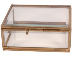 Baroque - Opberger - Sieradendoos 9x11x4.5 cm - Goud - Glas - 4.5x11x9 - Brass