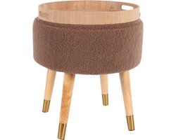 Baroque - Poef - Opbergpoef met Dienblad 39 cm - Bruin - Stof - 42x39x39 - Fabric