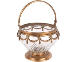 Baroque - Windlicht - Bonbonnière 11 cm - Goud - Koper / Glas - 9x11x11 - Brass+glass
