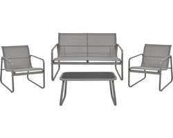 BARREA - Loungeset 4-zits - Grijs - Metaal