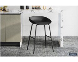 Barstoel 'Anna' PP Zwart, Metalen poten en zitting Polypropyleen - PP