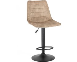 Barstoel - Barkruk - Kruk - Barstoelen - Barkruk Kookeiland - Barkrukken Kookeiland - Fluweel - Beige - 96 tot 118 cm hoog
