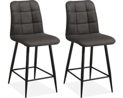 Barstoel Dex - Antraciet (set van 2 stoelen)