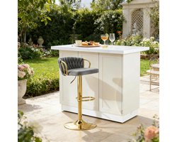 Barstoel - Kruk met Zacht Kussen - Comfortabel - Schuim/Metaal/Fluweel - Donkergrijs