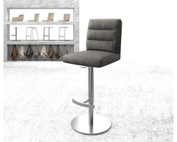 Barstoel Pela-Flex draaivoet hoogteverstelbaar roestvrijstaal vintage antraciet