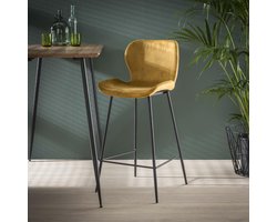 Barstoel - set van 4 - Gael - Velvet - Goud - zithoogte 67cm