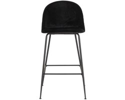 Barstoel Velvet Zwart - Zwart Frame - 60x55x108cm - Set van 2