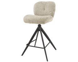 Barstoel Zand Bouclé Set Van 2 (Draaibaar) - Beige Bar Stoel met Comfortabele Zitting (Zithoogte 69cm) - Luxe Zandkleurig Bouclé Teddy Hoge Stoel - Industrieel Barkruk (45x56x94) Draaibaar met Armleuningen