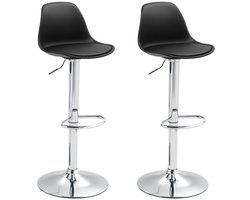 Barstoelen 2er Set, hoge rugleuning, verstelbare hoogte, 360° draaiend, keukenstoelen met voetsteun, geschikt voor keuken, woonkamer en eetkamer 42 x 38 x 82-104 cm zwart metaal
