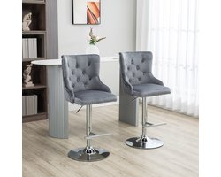 Barstoelen - Stijlvolle Trendhout - In hoogte verstelbaar - Luxe - Grijs