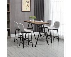 Bart-tafel met barkrukset, 5-delige eetgroep, keukentafel, bistro-bistro met 4 stoelen, staaftafelset, metaal, lichtbruin, 120 x 60 x 91 cm