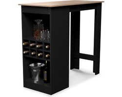 Bartafel 110 cm – Staande keukentafel van massief hout – Rechthoekige bistro & bar tafel – Hoge keuken bartafel – Met 3 verstelbare legplanken – Melamine coating
