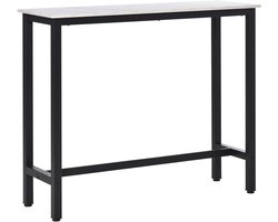 Bartafel 120x40x100 cm Wit/Zwart, Tafel Met Marmerlook, Hoge Keukentafel, Statafel, Bistrotafel, Bar Tafel Voor Keuken, Eetkamer, Woonkamer, Hal Of Thuisbar, Met Stalen Frame, Verstelbare Voetdoppen, Modern, Compact, Stevig