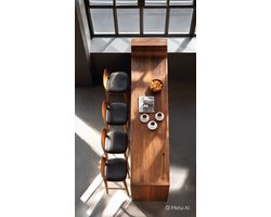 Bartafel 43 x 45 x 75 cm – Wandgemonteerde Massief Houten Statafel, Smalle Keukenbar, Balkonbar, Koffiebar met Reling voor Kleine Ruimtes – Mobili Bella