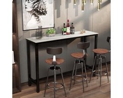 Bartafel – Barkruk Tafel – Hoge Tafel – Cocktailtafel – Barmeubel – Sintersteen Witte Marmerlook – 120 cm Lang – 105 cm Hoog