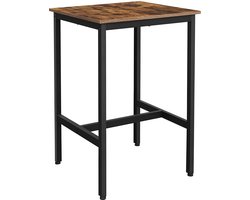 bartafel, bartafel, hoge keukentafel, lessenaar met stabiel stalen frame, 60 x 60 x 92 cm, eenvoudige montage, keuken, industriële stijl, vintage bruin-zwart LBT25X