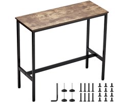 Bartafel Bistrotafel CaféTafel met Stevig metalen Frame, Smalle & Lange Keukentafel Eettafel (991 X 406 X 902 Mm), Ideaal voor Huiskamerfeesten, Kroegen, Eetkamers En CaféS, Bruin & Zwart