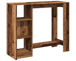 Bartafel | Bistrotafel | Hoge tafel | Eettafel met schap 124x46x103,5 cm bewerkt hout oud houtkleurig