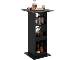 Bartafel, bistrotafel, statafel, keukentafel, toontafel, hoekige tafel met 3 planken, voor bar, keuken, woonkamer, gemaakt van hout, tafelhoogte 112 cm, zwart