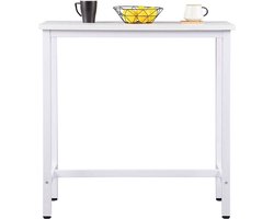 Bartafel Deluxe 100x40x100cm Wit - Metaal en Hout, Keuken en Rechthoekig - Voor Eetkamer, Woonkamer en Kantoor